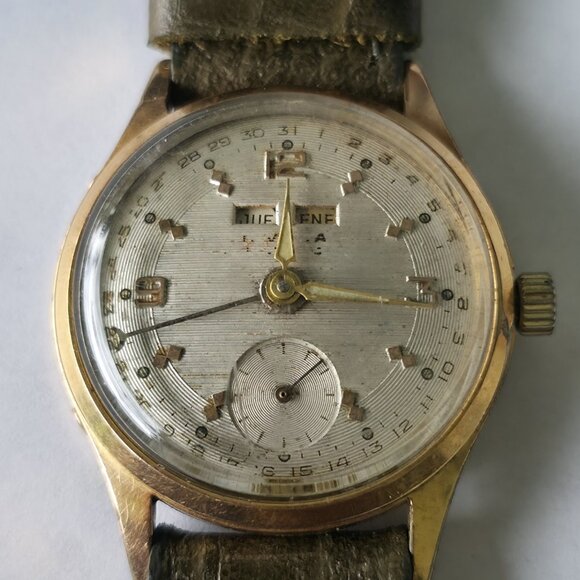 Invicta Triple Calendar Watch 1950s Vintage Champagne Dial Rare Manual Wind Work - Picture 1 of 16